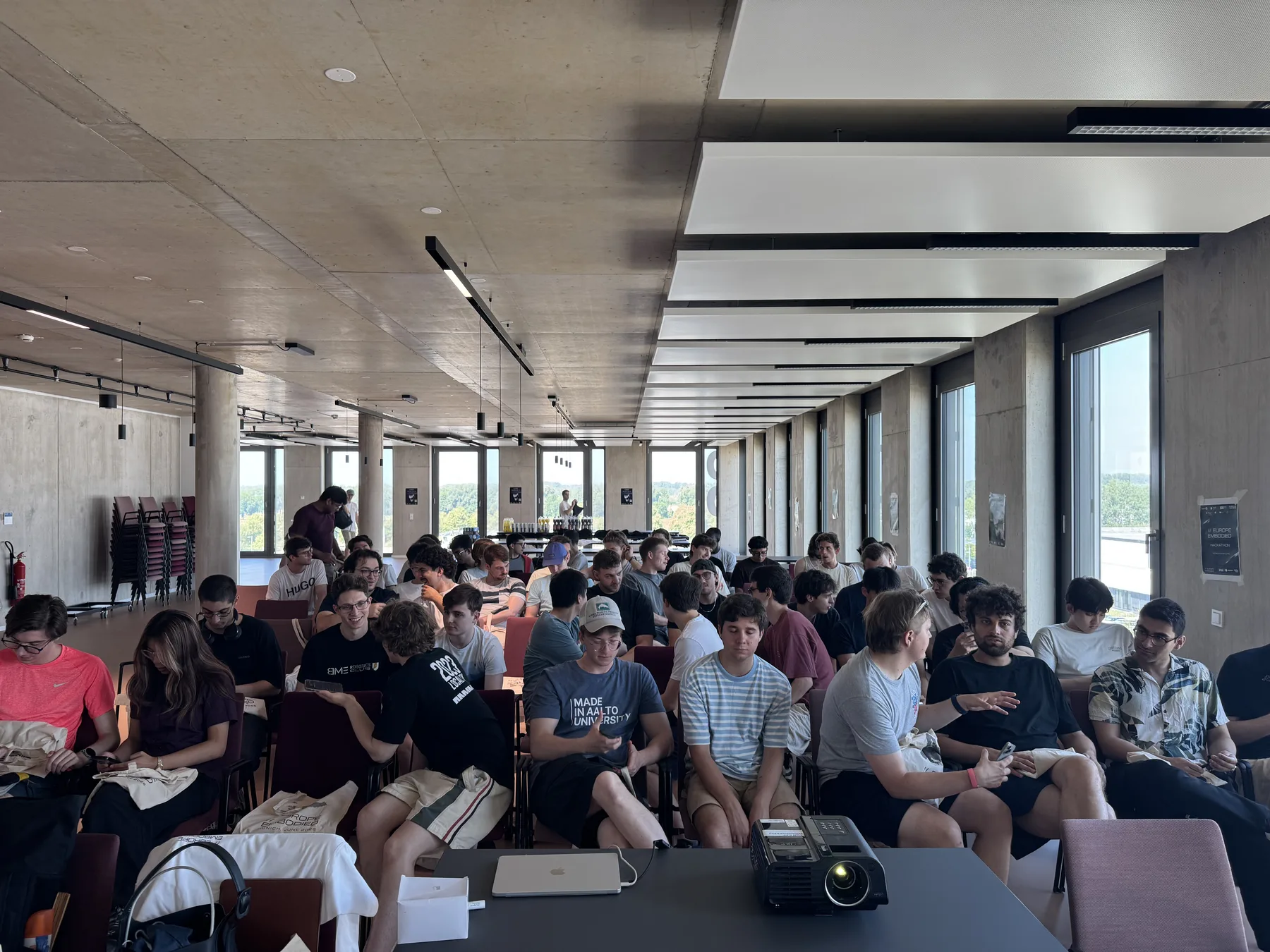 Around a hundred developers at the EUROPE EMBODIED Robotics Hackathon, where teams built on WendyOS